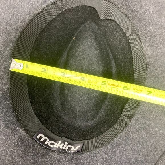 Vintage Makins New York Black Trilby Teardrop 100% Wool Felt Fedora Hat 4384 - Picture 9 of 9